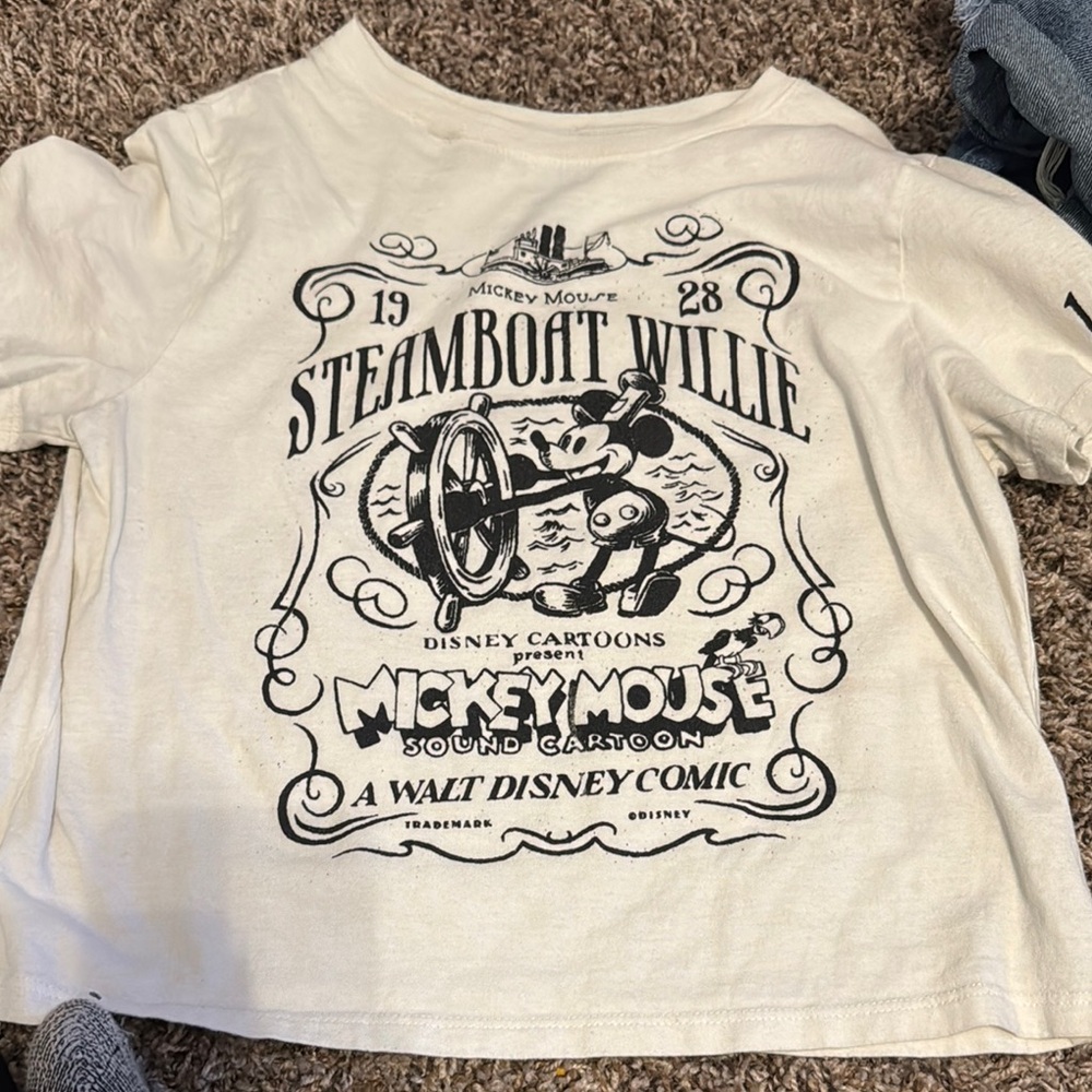 Disney White Short Sleeve Steamboat Willie Tee